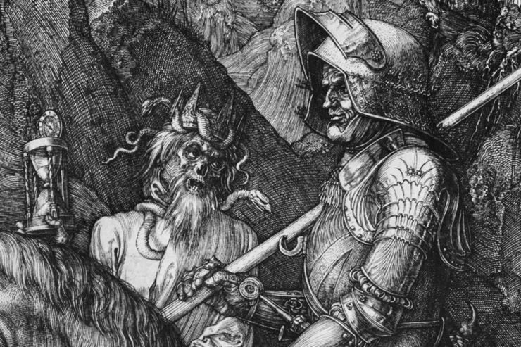 detail from "Knight, Death, and the Devil", an engraving by Albrecht Dürer