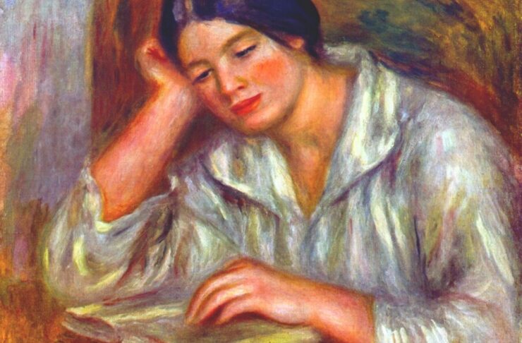 impressionist painting by Renoir of a woman reading
