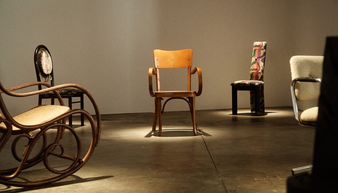 multiple chairs from the film By Design