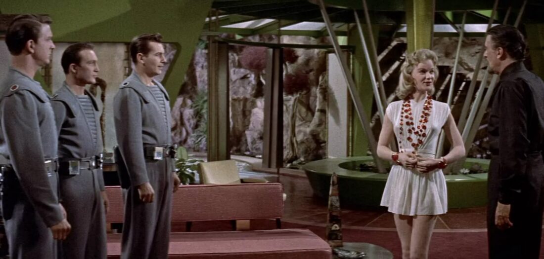 Altaira is introduced to Adam's crew in Forbidden Planet