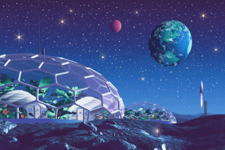 Artist's conception of Moon to Mars transportation and habitation