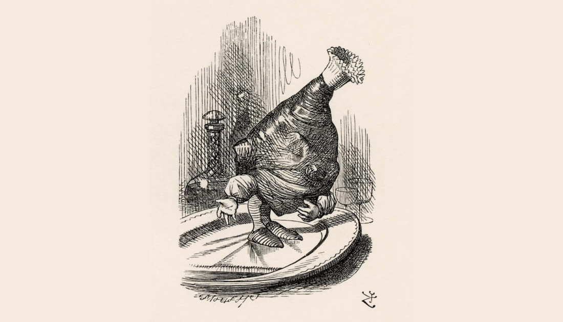 Illustration of the Leg of Mutton from "Through the Looking-Glass and What Alice Found There" (art by John Tenniel, 1871)