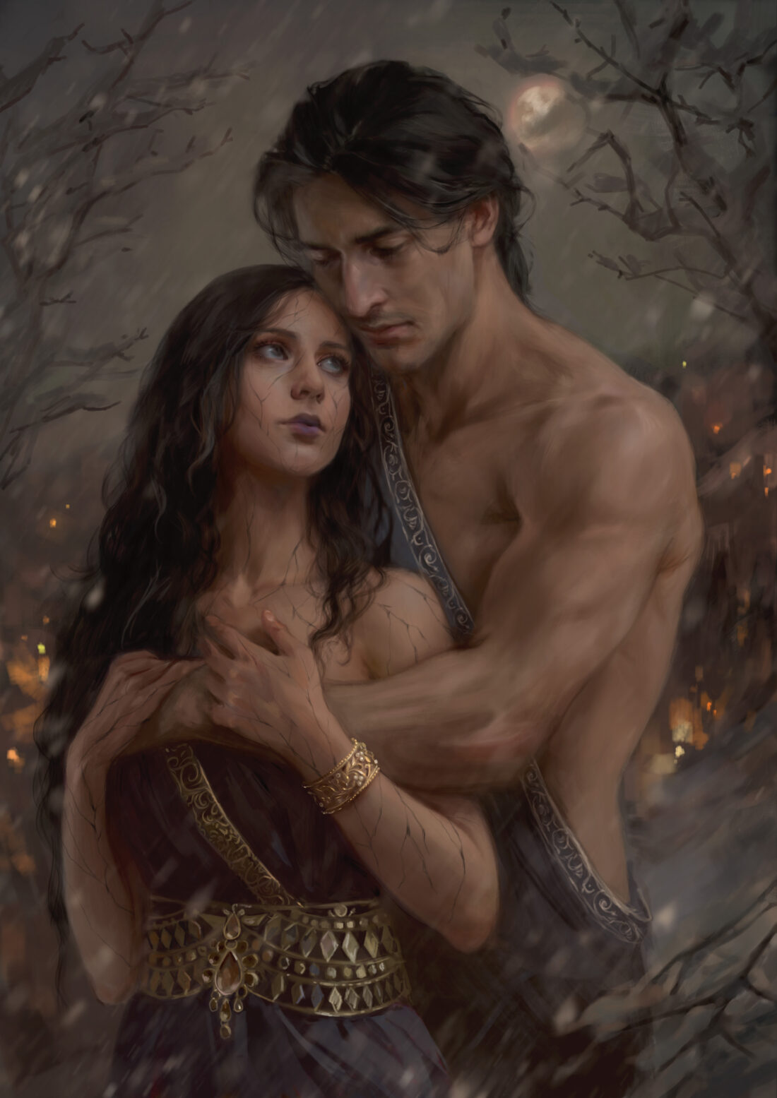 Illustration of Sarai and Kadra, the protagonists of Shalini Abeysekara's This Monster of Mine and This Blade of Ours