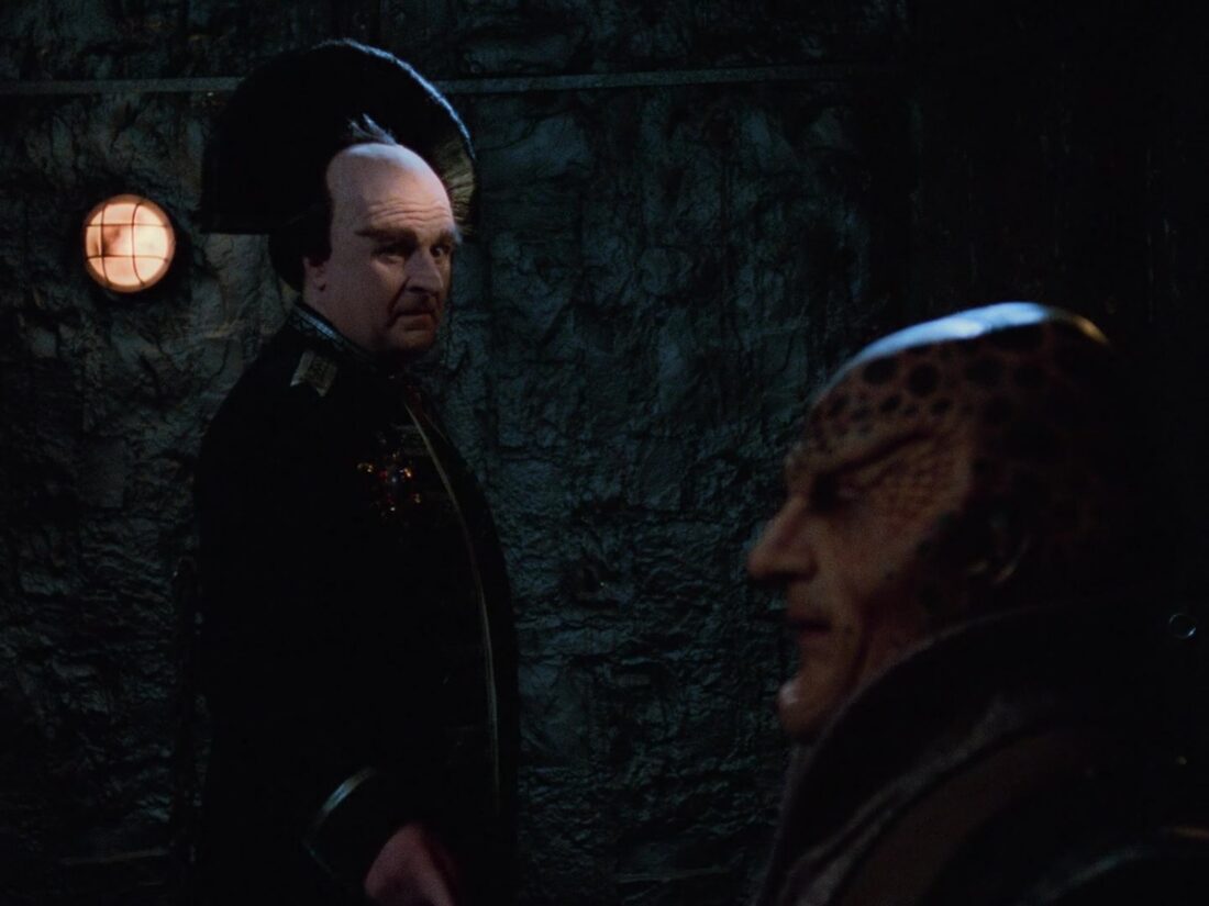Mollari and G'Kar share a jail cell. Image from Babylon 5 “And All My Dreams, Torn Asunder”