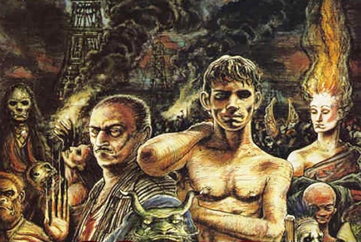 Detail from the cover art of Clive Barker's Books of Blood (art by Clive Barker)