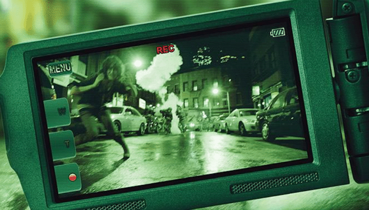 Marlena (Lizzy Caplan) seen on a camcorder display in a scene from Cloverfield