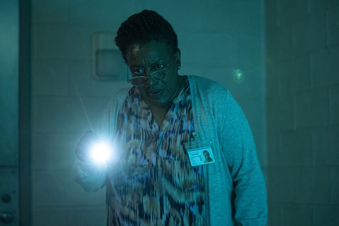 CCH Pounder as Miss Chris investigating with a flashlight - The Terror: Devil in Silver _ Season 1, Episode 6