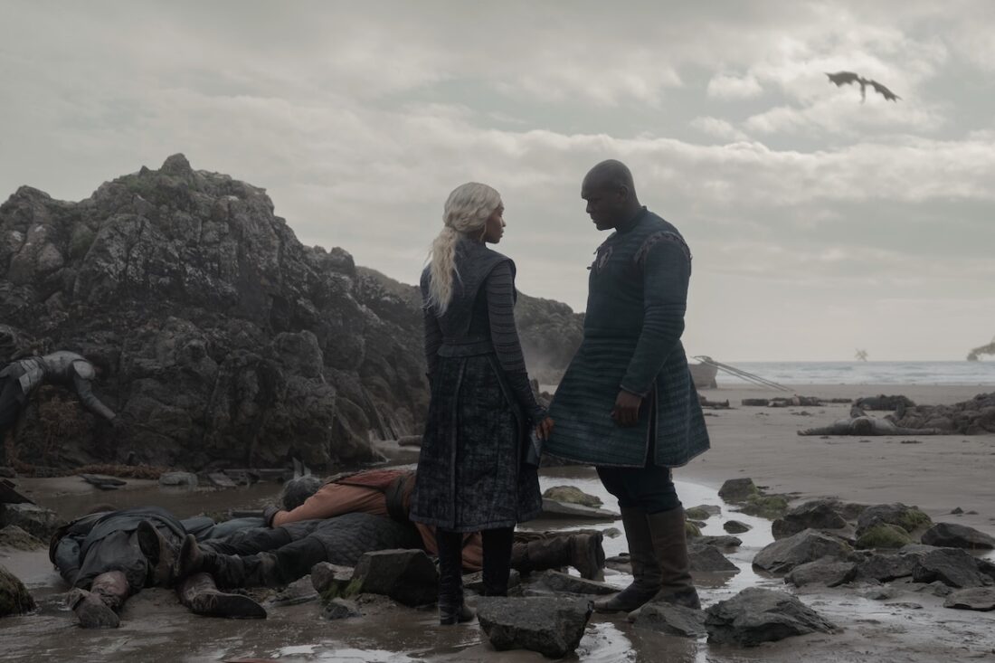 Bethany Antonia and Abubakar Salim in House of the Dragon season 3