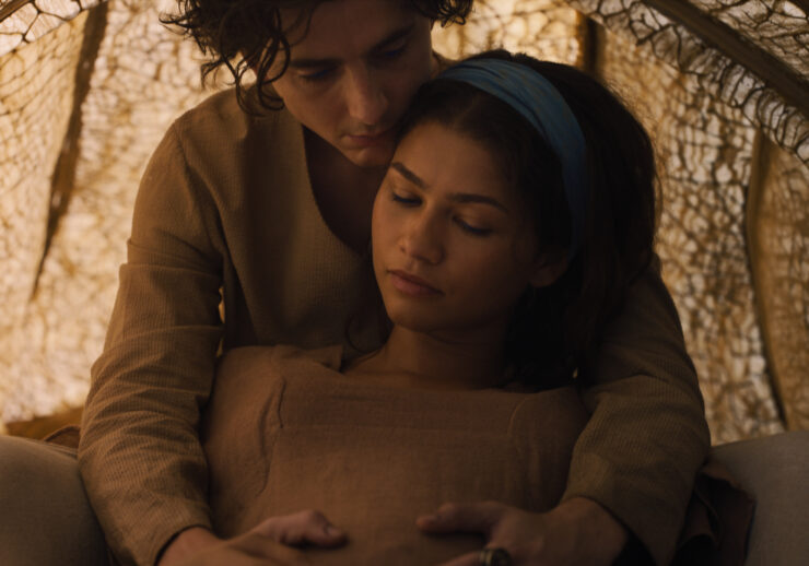TIMOTHÉE CHALAMET as Paul Atreides and ZENDAYA as Chani in Warner Bros. Pictures and Legendary Pictures’ action adventure “DUNE: PART THREE,” a Warner Bros. Pictures release.