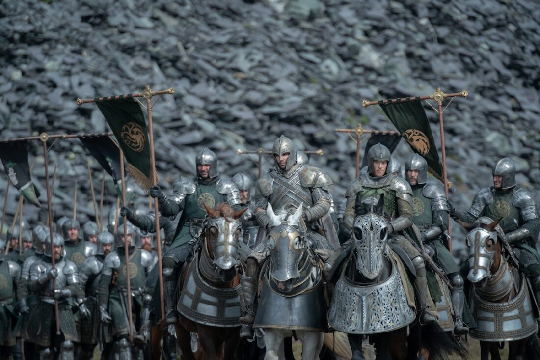 Fabien Frankel, Freddie Fox, and the Hightower army in House of the Dragon season 3