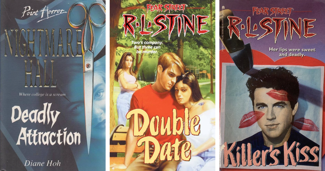 covers of Diane Hoh's Deadly Attraction and RL Stine's Double Date and Killer's Kiss