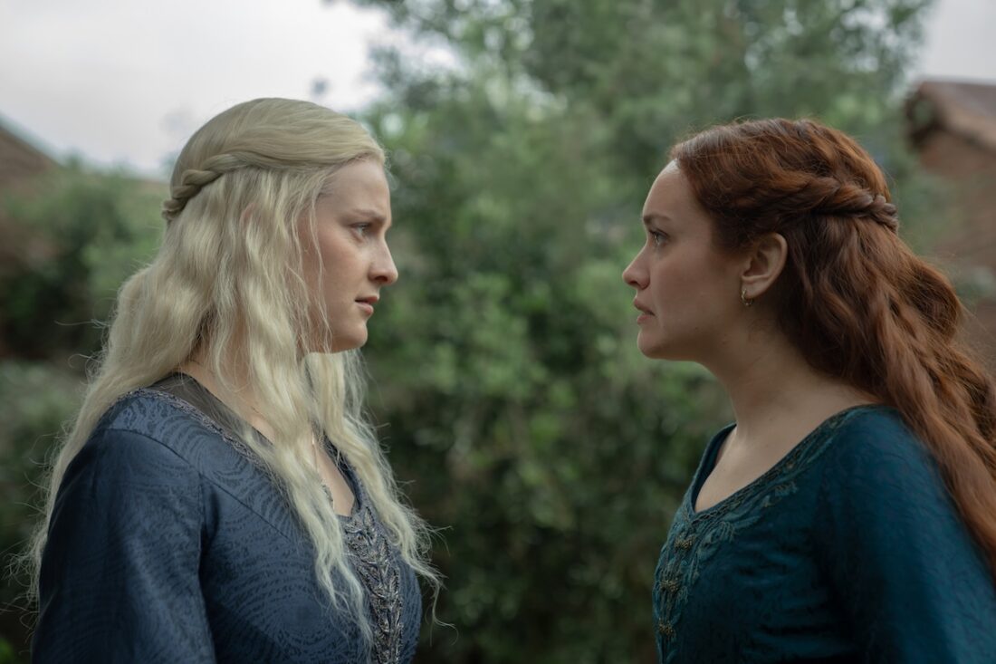 Phia Saban and Olivia Cooke in House of the Dragon season 3
