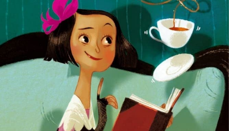 detail from the cover of Kat, Incorrigible by Stephanie Burgis (Art by Annette Marnat)