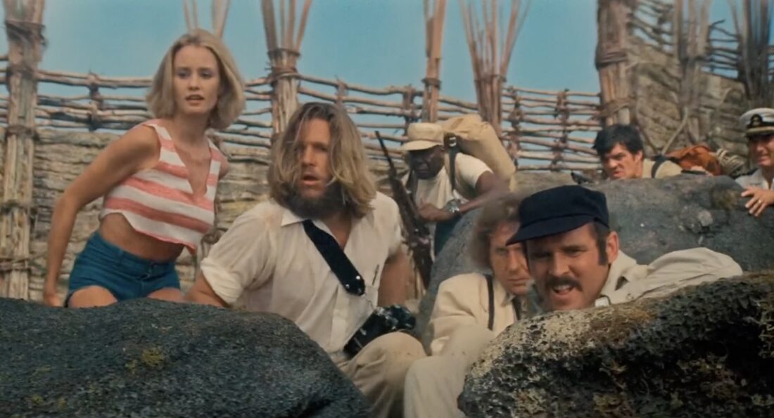 Dwan, Jack, Roy and Fred on the island in King Kong (1976)