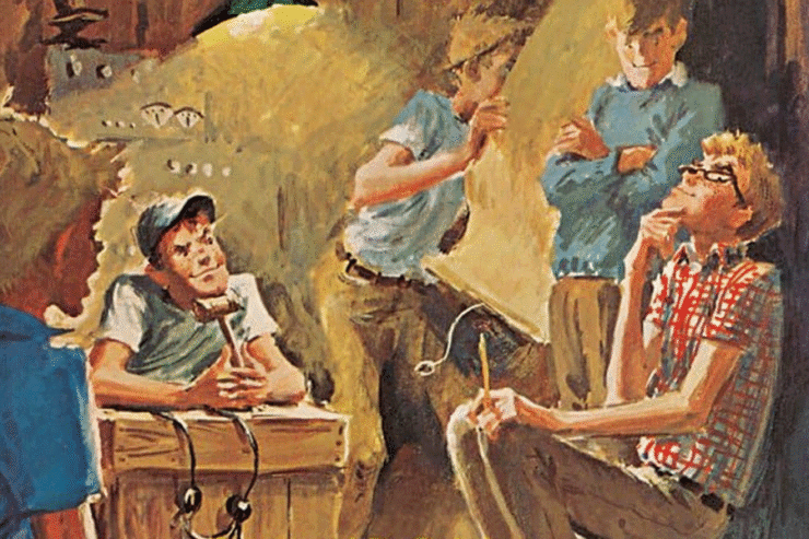 detail from the cover of The Mad Scientists' Club 50th anniversary edition by Bertrand R Brinley (Art by Charles Greer)